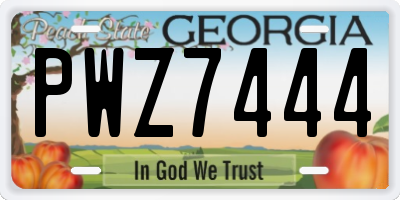 GA license plate PWZ7444
