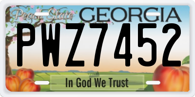 GA license plate PWZ7452