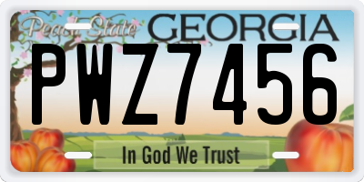 GA license plate PWZ7456