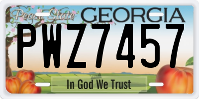 GA license plate PWZ7457