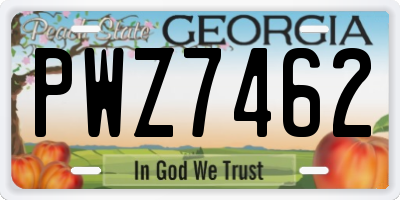 GA license plate PWZ7462