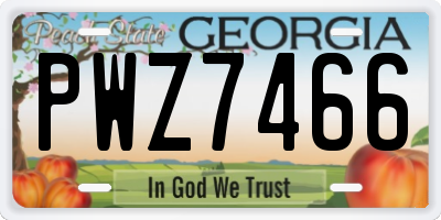 GA license plate PWZ7466