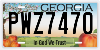 GA license plate PWZ7470