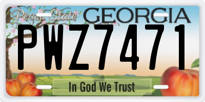 GA license plate PWZ7471