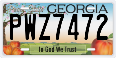GA license plate PWZ7472