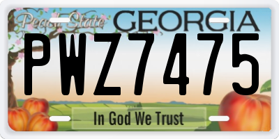 GA license plate PWZ7475