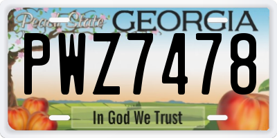 GA license plate PWZ7478