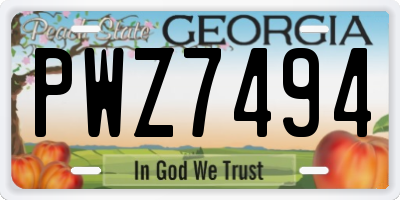 GA license plate PWZ7494
