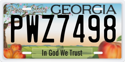 GA license plate PWZ7498