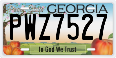 GA license plate PWZ7527