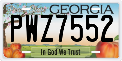 GA license plate PWZ7552