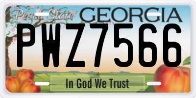 GA license plate PWZ7566