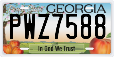 GA license plate PWZ7588