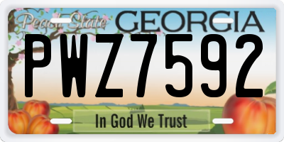 GA license plate PWZ7592