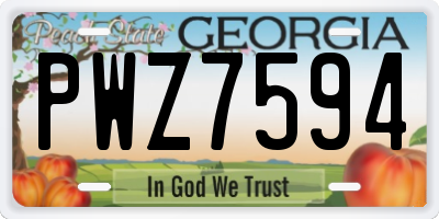 GA license plate PWZ7594