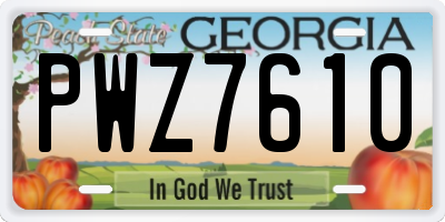 GA license plate PWZ7610