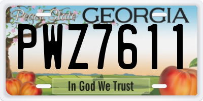 GA license plate PWZ7611