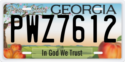 GA license plate PWZ7612