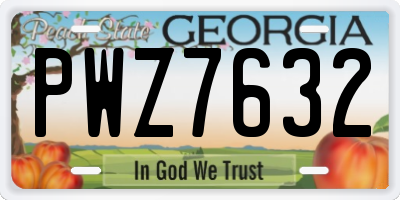 GA license plate PWZ7632