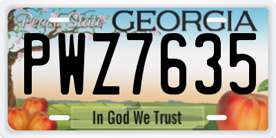 GA license plate PWZ7635