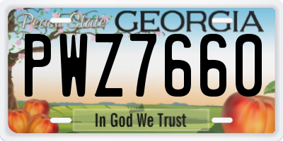 GA license plate PWZ7660