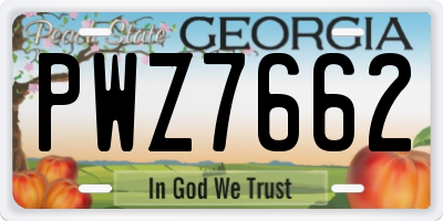 GA license plate PWZ7662