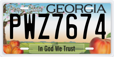 GA license plate PWZ7674