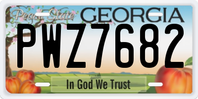 GA license plate PWZ7682