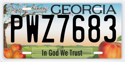 GA license plate PWZ7683