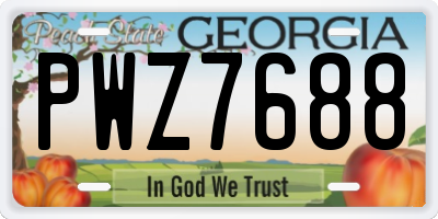 GA license plate PWZ7688