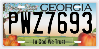 GA license plate PWZ7693