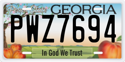 GA license plate PWZ7694