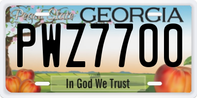 GA license plate PWZ7700