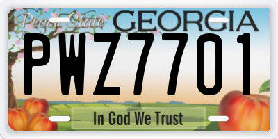 GA license plate PWZ7701