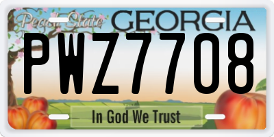 GA license plate PWZ7708