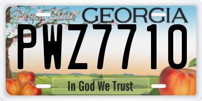 GA license plate PWZ7710