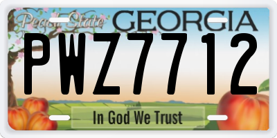 GA license plate PWZ7712