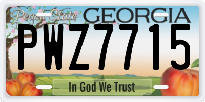 GA license plate PWZ7715