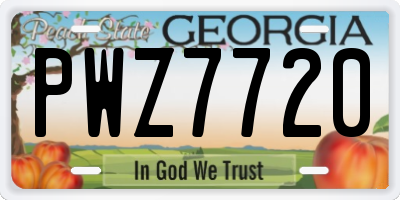 GA license plate PWZ7720