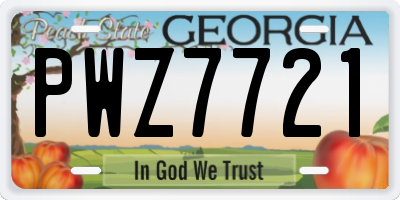 GA license plate PWZ7721