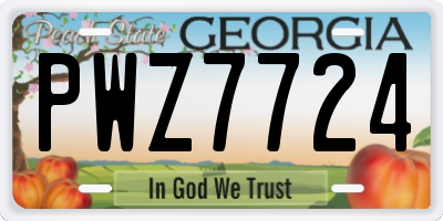 GA license plate PWZ7724