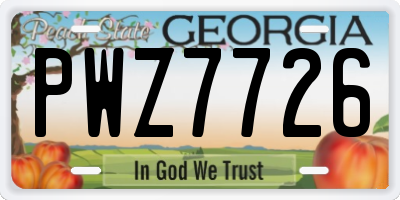 GA license plate PWZ7726