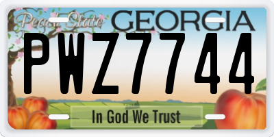 GA license plate PWZ7744