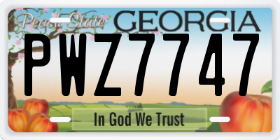 GA license plate PWZ7747