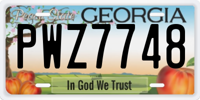 GA license plate PWZ7748