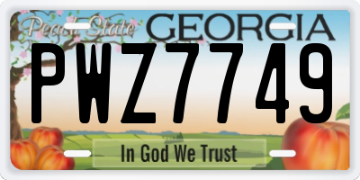 GA license plate PWZ7749