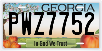GA license plate PWZ7752