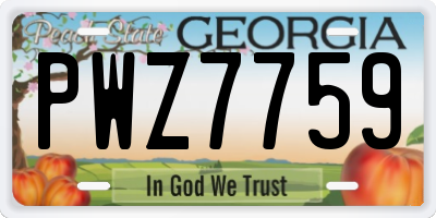 GA license plate PWZ7759