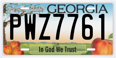 GA license plate PWZ7761