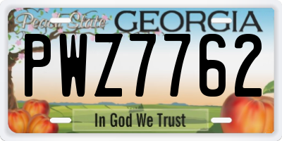 GA license plate PWZ7762